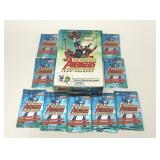 9 UNOPENED PACKS COMPLETE AVENGERS TRADING CARDS