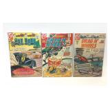 3 CHARLTON COMICS HOT RODS DRAG Nï¿½ WHEELS