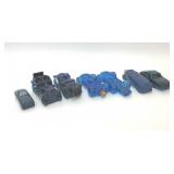 7 ASSORTED AVON BOTTLES, BLUE CARS