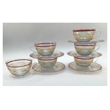 ANCHOR HOCKING BANDED CUPS AND SAUCERS