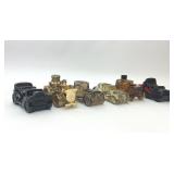 6 ASSORTED AVON BOTTLES, GOLD BROWN CARS