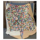 1970S HAND TIED POSTAGE STAMP QUILT