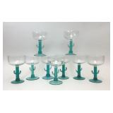 9 HANDBLOWN GLASS AQUA CACTUS MARGARITA GLASSES