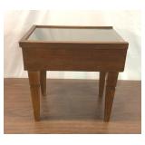 SMALL WOODEN GLASS TOP DISPLAY TABLE