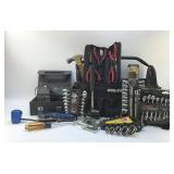 ASSORTED TOOLS AND A TOOL BAG