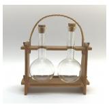 Rustic look oil and vinegar cruet set