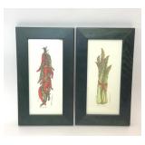 2 MARTHA HINSON FRAMED VEGETABLE ART PRINTS