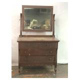 70 x 42 x 21" antique four drawer dresser with