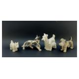 4 VTG DOG FIGURINES