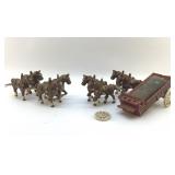 CAST IRON HORSES AND WAGON 8"