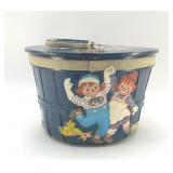 RAGGEDY ANN AND ANDY DEPCOUPAGE BASKET