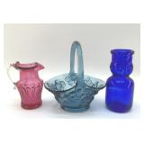 GLASS BASKET, PITCHER, FACE BOTTLE 5.5"