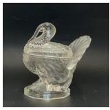 VTG L. E. SMITH CLEAR GLASS TURKEY CANDY DISH