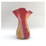 ARTGLASS BOWTIE FLUTED VASE 9.5"