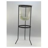 WROUGHT IRON AND GLASS CANDLE HOLDER