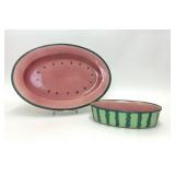 CERAMIC WATERMELON OVAL PLATTER & SERVING BOWL