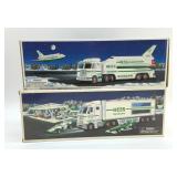 2 HESS SEALED TRUCKS, SPACE SHUTTLE, RACERS