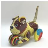 1970S PUSH AND GO DOG TIN TOY
