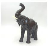 VTG LEATHER WRAPPED ELEPHANT SCULPTURE