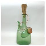 VTG GREEN HANDBLOWN GLASS ITALIAN WINE DECANTER