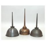 3 VTG DOME STYLE OIL CANS LONG SPOUTS