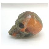 GREEN ORANGE CALCITE SKULL CRYSTAL 4"