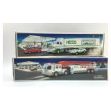 2 SEALED HESS TRUCKS 18 WHEELER, FIRETRUCK TRUCK