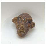 SIGNED POTTERY HEAD PAPERWEIGHT 3.5"