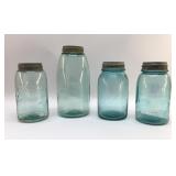 4 VTG blue ball jars