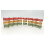 8 VTG RED YELLOW GREEN STRIPE JUICE GLASSES