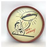 RETRO ROUND WOODEN DEE-LICIOUS DINER TRAY