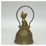 VTG FRITZ BRASS CAT ON A BASKET HAND BELL