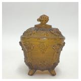 VTG AMBER GLASS GRAPE CLUSTER CANDY SUGAR DISH