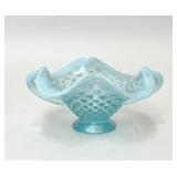 FENTON BLUE HOBNAIL HANDLED BONBON
