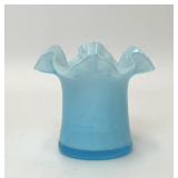 FENTON LIGHT BLUE RUFFLED TOP HAT VASE