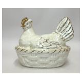 VTG CZECHOSLOVAKIA CERAMIC HEN ON NEST TUREEN