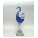 VTG TALL BLUE MURANO GLASS BUBBLE SWAN FIGURINE
