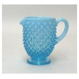 FENTON BLUE OPALESCENT HOBNAIL GLASS CREAMER