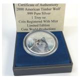 .999 SILVER TIMBERWOLF COIN