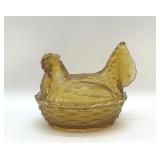 LARGE AMBER HEN ON A NEST 8.5'
