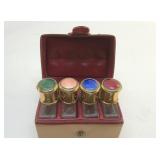 ENAMEL TOPPED TRAVEL PERFUME BOTTLES