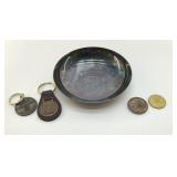 RJR TOBACCO COINS, KEYCHAINS, BOWL,