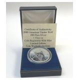 2000 AMERICAN TIMBERWOLF .999 SILVER COIN