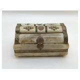 CURVED BONE AND BRASS TRINKET BOX