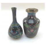 PAIR OF CLOISONNï¿½ MINIATURE VASES 4'