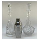 CLEAR GLASS, DECANTERS AND SHAKER