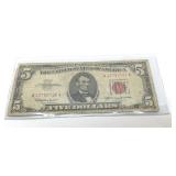 US $5 SILVER CERTIFICATE RED SEAL