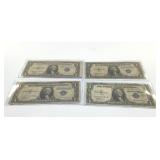 4- 1935 ONE DOLLAR SILVER CERTIFICATES BLUE SEAL