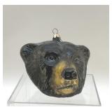 LG BLOWN GLASS BLACK BEAR ORNAMENT