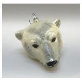 LG BLOWN GLASS POLAR BEAR ORNAMENT